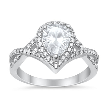 Teardrop Wedding Promise Ring Infinity Round Simulated CZ 925 Sterling Silver